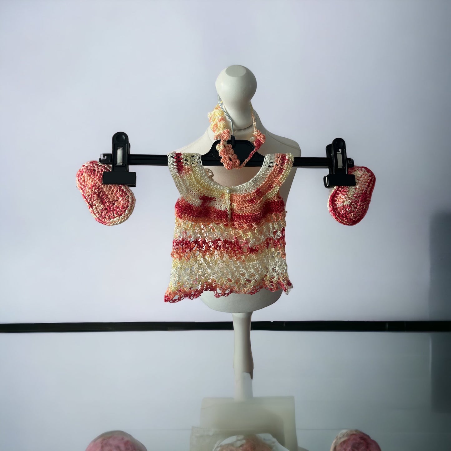Crochet New Born Baby Girl 3PCS Dress Handmade with Love đź’•