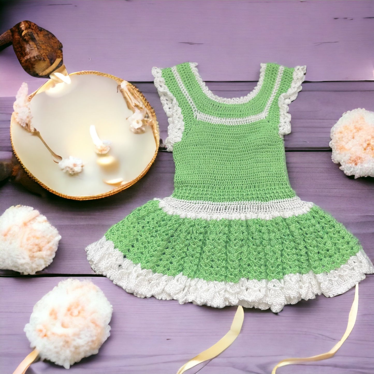 Crochet Baby Girl Dress, 12-18 Months Old. Handmade with Love đź’•