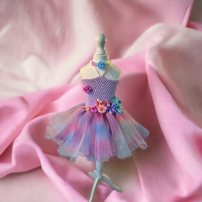 Tutu Dress Tulle & Crochet Dress Up Costume. Glitter Birthday Party with Matching Hairband
